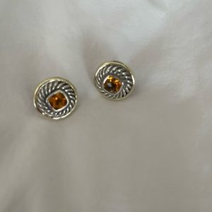 David Yurman 14K gold and sterling silver citrine earrings.